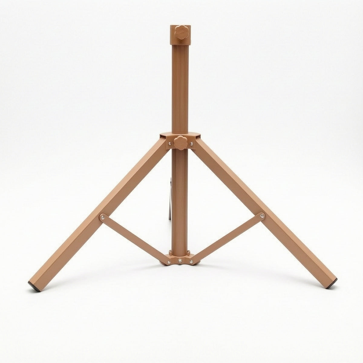 Cross-Braced Foldable Tripod Umbrella Base Tan-Brown Foldable Umbrella Stand Weather-Resistant for Outdoors, Patio