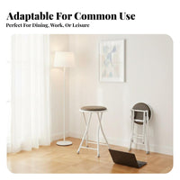 Round Padded Folding Stool Set Space-saving Foldable Chair Portable Seating Solution Soft PU Leather Cushion Sturdy X Support Suitable for Apartments Students Living Rooms Study