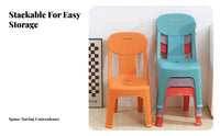 Thickened Design Stackable Backrest Stool Easy to Clean Small Chair long-lasting Indoor Seating Rounded Corners for Children, household members, Living Room, Bedroom, Kitchen, Playroom