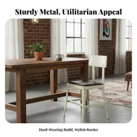 Retro Look utilitarian Metal Seat long-lasting Construction Stackable utilitarian Side Chair Floor-Protecting Feet Dining Stool for Cafe Owners, Design aficionados, homeowners, Restaurant, Office, Kitchen