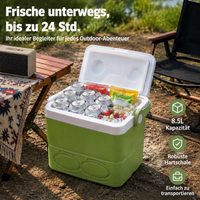 Cooler box 8.5L, passive insulated box for camping & picnics, keeps cool for 24 hours, robust cooler for car & day trips