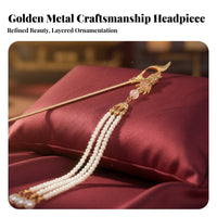Peony Flower Hair Clip Bridal Headwear Chinese Hair Crown Intricate Details Chinese Tassel Hairpin for Brides, Women, Weddings, Cosplay, Photo Shoots