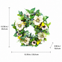 Seasonal Door Wreath for Front Door, Faux Silk Multicolored Floral Wreath for Home Decor, Molded Fabric & Wood