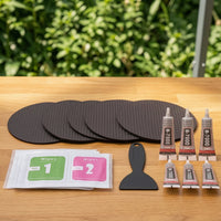 6 Pieces Heavy-Duty Trampoline Repair Piece Kit with Adhesive Weather-Resistant Trampoline Repair Kit Easy to Use Outdoor for Homeowners