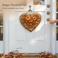 Thanksgiving Wooden Heart Pumpkin English Slogan Wall Decal