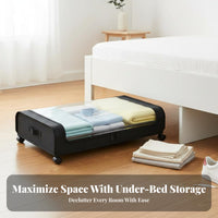 Wheeled Collapsible container Space-Saving Underbed Container low-height for Students