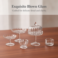 Miniature Dollhouse Glass Cake Dessert Display Dome Fruit Plate Ice Cream Cup