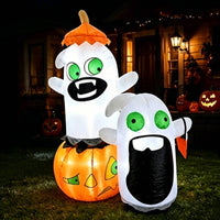 Inflate Inflatable Pumpkin with Ghosts Outdoor Halloween Inflatable Quick Inflation Pumpkin Ghost Easy Setup for Families, Homeowners, Yard, Lawn, Garden, Porch