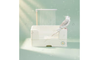 Wide Perch Rim Automatic Parrot Bathtub Detachable Design Bird Enclosure Water Fountain Splash Proof Electric Bird Shower for Aviary