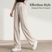 Women's Summer Trousers with Straight Leg in Ice Silk Polyester, Smart Casual Loose Fit Pants for Petite and Tall, Plus Size Available
