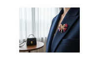 Crystal Butterfly Pin 14K Gold Jeweled Brooch Designer Style Resin Wing Brooch for Women, Parties, Weddings, Formal Events