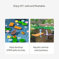 Mini Bamboo Raft Model, Floating Resin Boat Decor