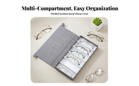 Scratch Protection Linen Eyewear Storage Case Dust-Proof Multi-Pair Eyeglass Organizer Snap Button Closure for Retailers, Dresser Top