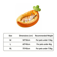 PP Cotton Filled Soft Carrot Dog Bed Soft and Comfortable Carrot Pet Bed Machine Washable Cat Lounger Easy to Clean for Small Dogs, Young Dogs, Cats