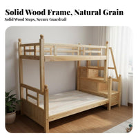 Cedar Wood Bunk Bed Space Saving Solid Wood Bunk Bed Full-Length Guardrails Bedroom Furniture for Kids, Adults, Small Apartment, Dormitory, Guest Room