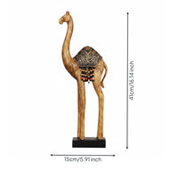Resin Camel Figurine Southeast Asian Wooden-Style-Look Camel Decor Fine Workmanship for TV Stand, Living Room