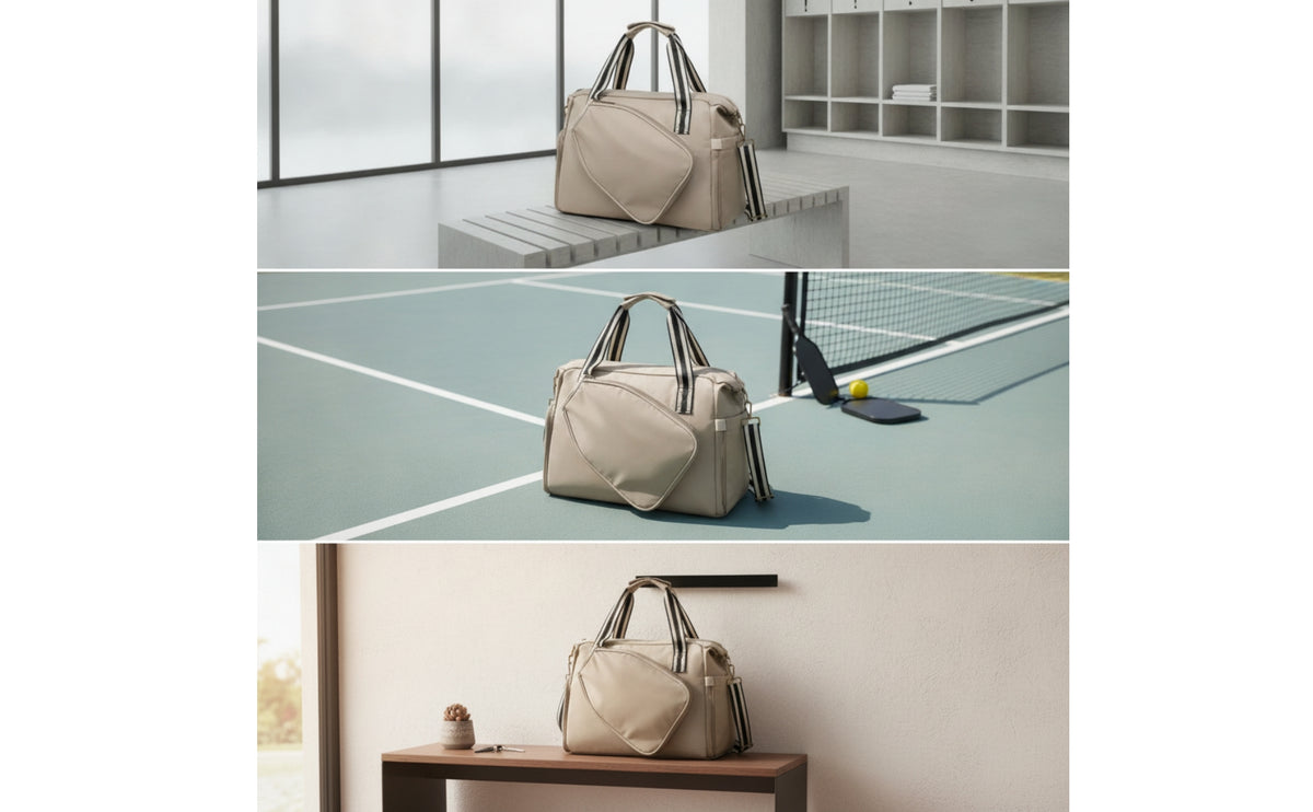 Zippered Pickleball Bag with Shoe Compartment Structured Pickleball Duffel Bag Versatile Handshands-off for Gym Goers
