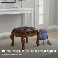 Multi-Purpose Upholstered Vanity Stool Multifunctional Ottoman Soft Padded Seat Indoor Furniture Tufted Cushion for Children, Homeowners, Students, Living Room, Entryway, Bedroom, Study
