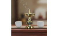 Wealth Attraction Traditional Offering Candlestick Hand Polished Lotus Design Candle Base Brass Candlestick for Altar, Temple, Buddhist Shrine