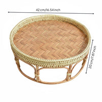 Rattan Tea Table Lightweight Picnic Tea Table Portable Household Furniture for Outdoor