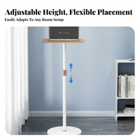 Adjustable Speaker Stand Stable Heavy Base Wooden Audio Surface Stand Non-Slip Freestanding Speaker Holder for Home Theater, Living Room, Bedroom