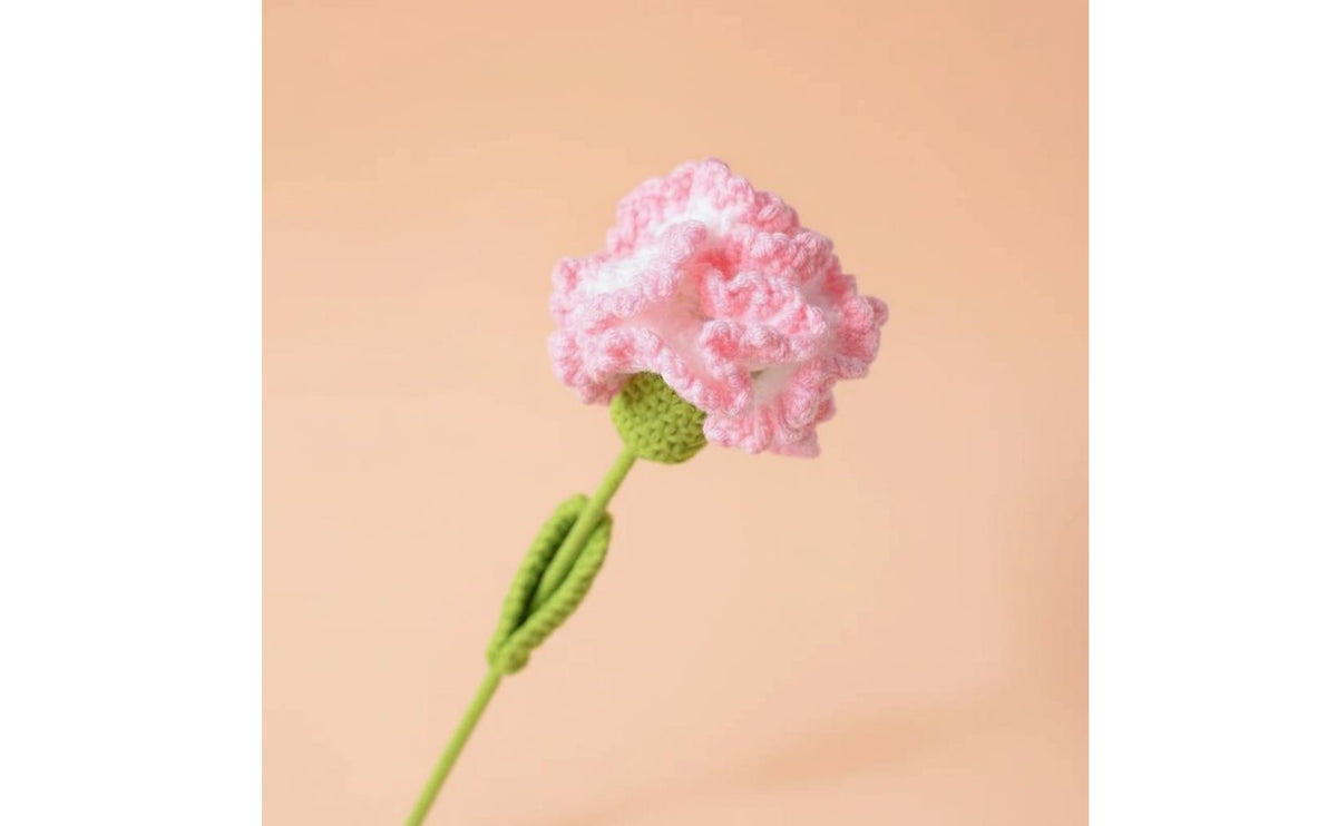 Never Wither Knitted Carnation Flower Long-Lasting Crochet Carnation Soft Texture for Mom, Teacher, Mother's Day, Holiday, Home Decor