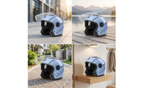 Half Helmet ABS Shell Double Visor Helmet Vehicle Safety Gear EPS Padding Anti-Fog