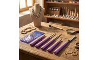 5 Pieces Assorted Tip Shapes Diamond Needle Files Metal Abrasive End Jewelry Needle Files Small-Precision Filing Diamond File Set Violet Handle