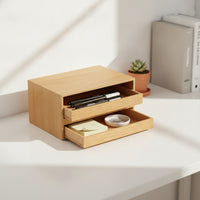 Solid Wooden Desk Organizer with Drawers Sturdy Desktop Organizer with Drawers Long-Lasting Storage Box Smooth for Office