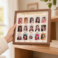 Photo Frame for Grandparents, 15 Panel Multi Photo Frame, Modern Minimalist Handmade Wood Picture Frame, Freestanding Table Top Display