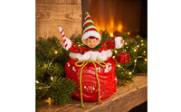 Christmas Elf Stuffed Toy Sequined Elf Stuffed with Candy Cane  for Shelf