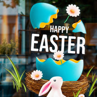 Easter Window Cling Removable Without Residue Bunny Bunny Window Sticker Reusable Easter Egg Decoration for Shop Owners, Kids, Panes, Stores, Cafes