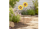Unique Blossom Stake with Two Heads Decorative Blossom Garden Stake Whimsical Vibrant for Lawn