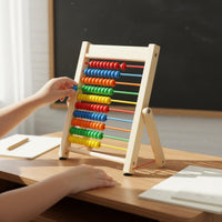 10-Row Wooden Abacus Multi-Functional Kids Abacus Colorful Beads Learning Toy Number Recognition for Elementary School Students, Preschoolers, Home Study, Classroom