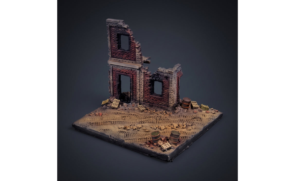 Building Ruin Cityscape Resin Base with Rubble Scenery Miniature for Modelers Dioramas, Wargaming
