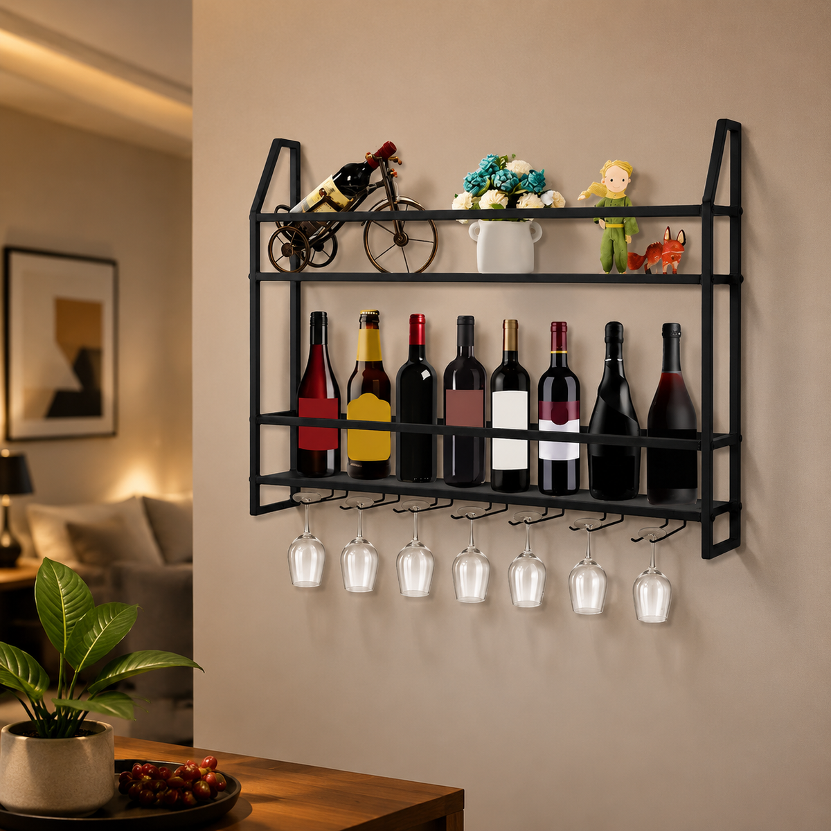 wall-mounted wine rack