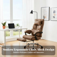Lumbar Support Reclining Ergonomic Chair with Footrest Adjustable Headrest High-Back Reclining Chair with Footrest 360° Swivel Computer Seat Breathable Backrest for Executives, Remote Workers, Students, Napping, Study Room, Gaming Setup