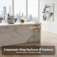 Minimalist Design Adjustable Pedestal Stool Upholstered Seat Pedestal Bar Stool 360-Degree rotate Counter Chair Stable Base for Interior Designers, Homeowners, Business Owners, Reception Desk, Restaurant, Bistro, Kitchen