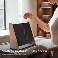 3-Tier Necklace Stand Large Capacity 3 Tier Necklace Stand Solid Wood Construction Tabletop Jewelry Display for Retail Counter, Countertop, Craft Fair