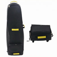 Reinforced Base Wheeled Golf Travel Bag Black Rolling Golf Travel Bag Geometric Pattern Sports Luggage