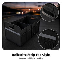Reinforced Panels Foldable Trunk Organizer Side Pockets Car Trunk Storage Box Carry Handles Collapsible Car Organizer Stitched Seams