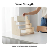 Wooden Card Display Rack Tiered Design Greeting Card Organizer Rack for Crafters