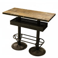 Industrial Aesthetic High-Top Table and Stool Set Retro Design 3-Piece High-Top Dining Set Integrated Footrest Bar Furnishing Sturdy Construction for Restaurant Managers, Apartment Dwellers, Nightclub, Lounge, Small Areas, Balcony