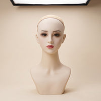 Realistic Mannequin Head with Shoulders Female Hairpiece Head Matte Display Bust Cosplay for Cosplayers, Salons
