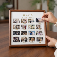 Personalised Wedding Anniversary Photo Frame, Handmade Wooden Photo Frame with Glass Cover, Custom Engraved Gift for Couples, Wall Mount Display