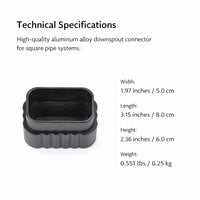 Die Cast Aluminum Downspout Elbow, Square Gutter Fitting for Roof Drainage Systems, Weatherproof 90 Degree Rainwater Collection