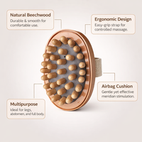 Beech Cushion Brush for Cellulite, Leg Massage, Round Shape Wooden for Muscle Relaxation