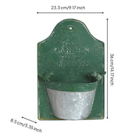 Metal Hanging Planter Embossed Lettering Wall Flower Basket Arched Top Decorative Plant Holder