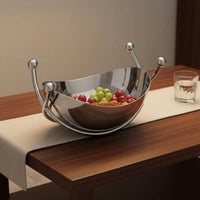 Stainless Steel Fruit Bowl Polished Smooth Sweet Treats Dish Stable Base Modern half moons Bowl for Living Room