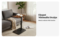 MovableShaped End Table Moveable C-Shaped Adjustable Stand Multi-Functional Home Furniture Space-Saving for Apartment Dwellers, Students, Distant Workers, Living Room, Bedroom, Next to Couch, Small Areas
